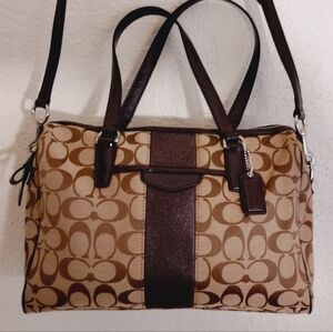 Coach Signature Stripe Nancy Satchel